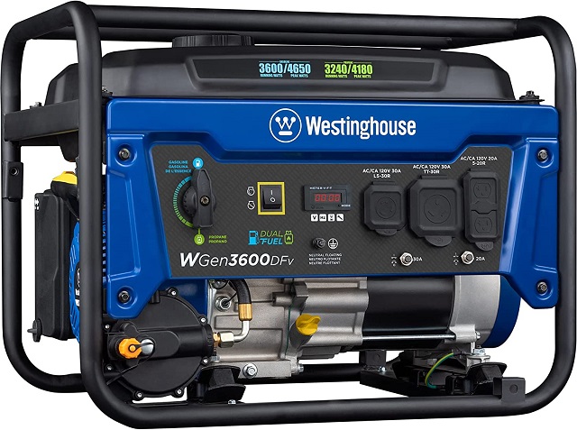 Westinghouse Outdoor Power Equipment WGen3600DF Dual Fuel- Propane Generator